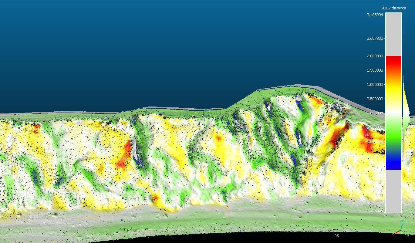 m3c2 results with d = 0.5 and max depth = 2