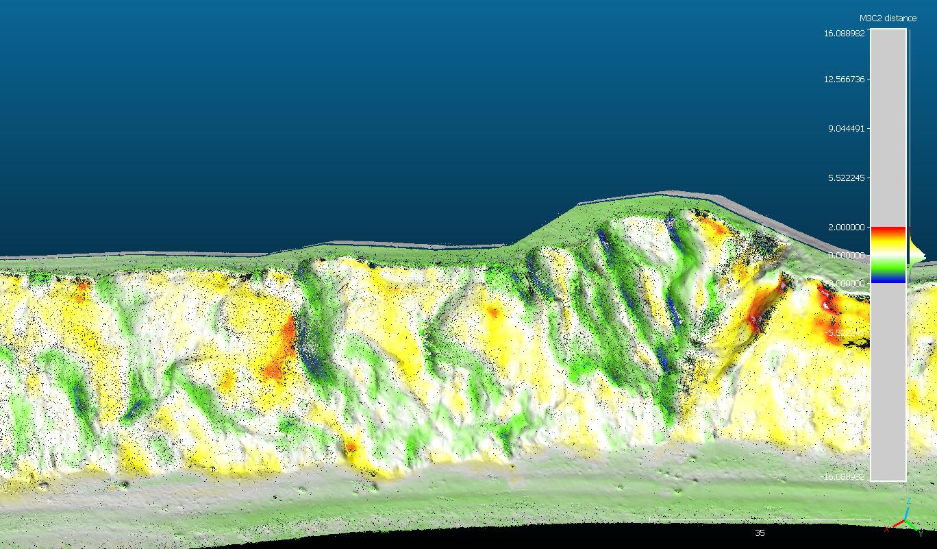 m3c2 results with d = 0.5 and max depth = 10