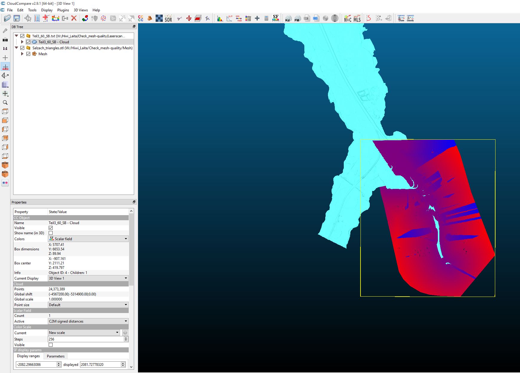 screen shot of the computed distance mesh - one data set